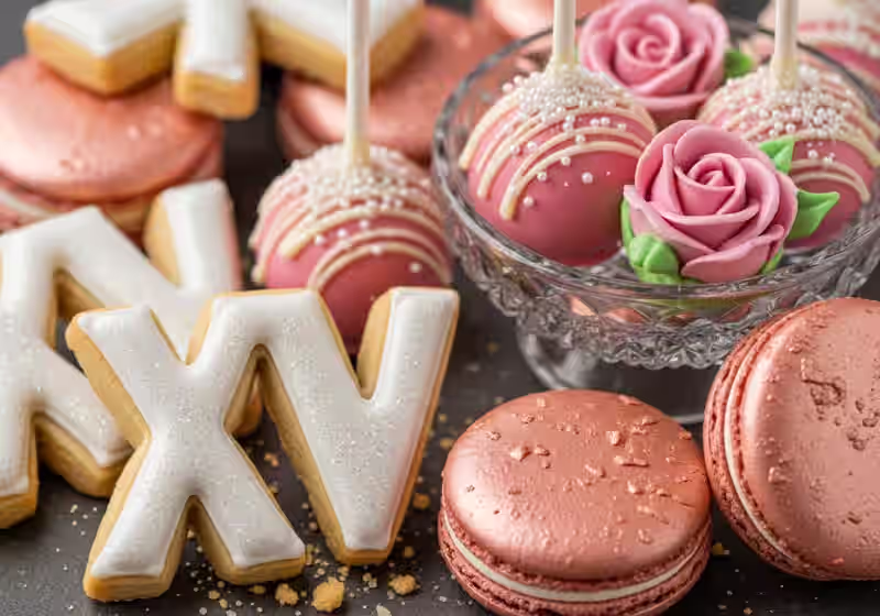 Candy bar moderno para XV anos con paleta rosa-plateado y elementos contemporaneos en salon de Metepec
