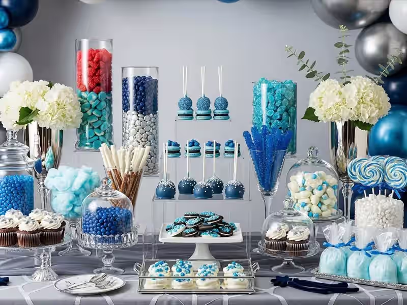 Candy bar para XV anos con estilo rosa y plateado para quinceañera de alto nivel en Metepec