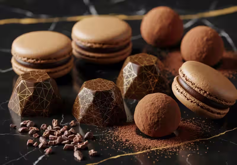 Surtido premium para candy bar en Metepec: chocolates gourmet, macarons artesanales y trufas finas