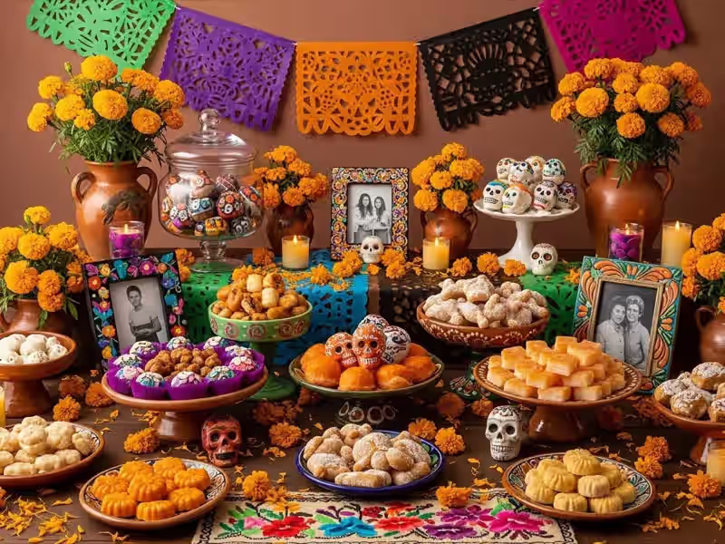 Mesa de dulces para boda en paleta blanca contemporanea con macarons ordenados y composicion limpia que funciona para fotografia en CDMX